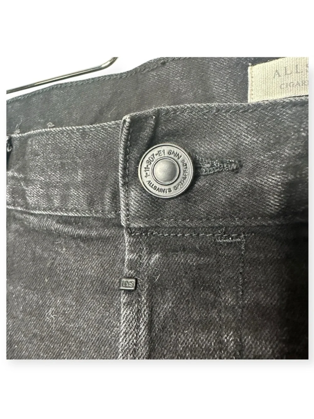 AllSaints Cigarette Fit Jeans Black Wash Size 33